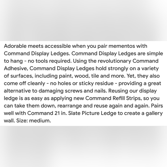 Command Display Ledges, NWT, Slate - Picture 2 of 7